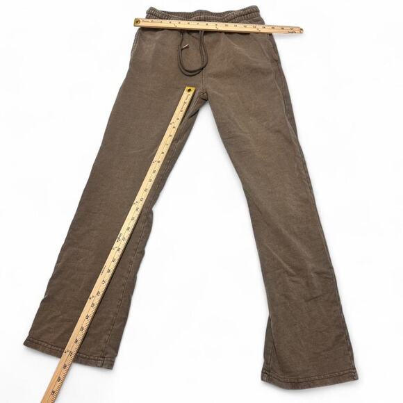 Love Connect Brown 100% Cotton Low Rise Jaw String Wide Leg Sweatpants Size S - Picture 3 of 5